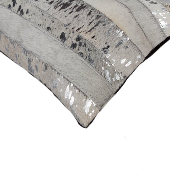Natural Home Decor Torino Madrid Cowhide Pillow | 1-Piece | Grey & silver - Picture 2 of 2